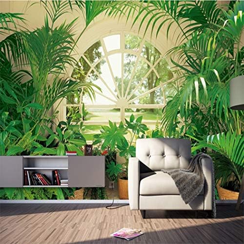 BHXINGMU Custom Wallpaper Wall Decoration Green Plant Window Room Decoration for Children and Children 240Cm(H)×330Cm(W)