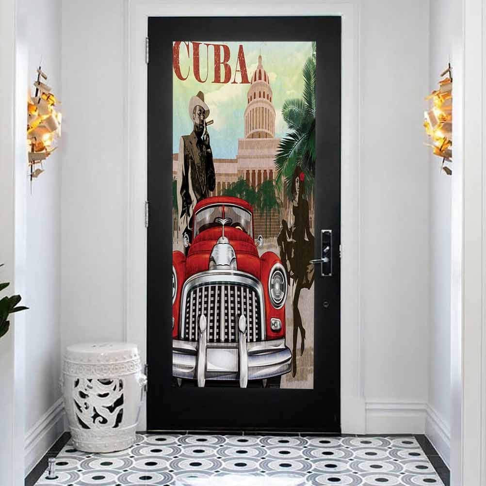 3D Print Art Wallpaper Mural Murals Door Sticker, Cuba Country Tourism Advertisement Theme Vintage D
