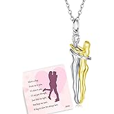 zaxsj Hug Necklace for Women 925 Sterling Silver Man and Woman Hugging Necklace Couples Jewelry Valentine's Day Gift Necklaces for Wife Girlfriend