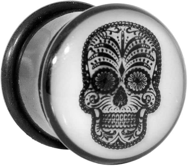 Blue Banana Body Piercing Dilatación Glow In The Dark Sugar Skull Plug (Blanco) - 6-14mm (Calibre - Grosor)