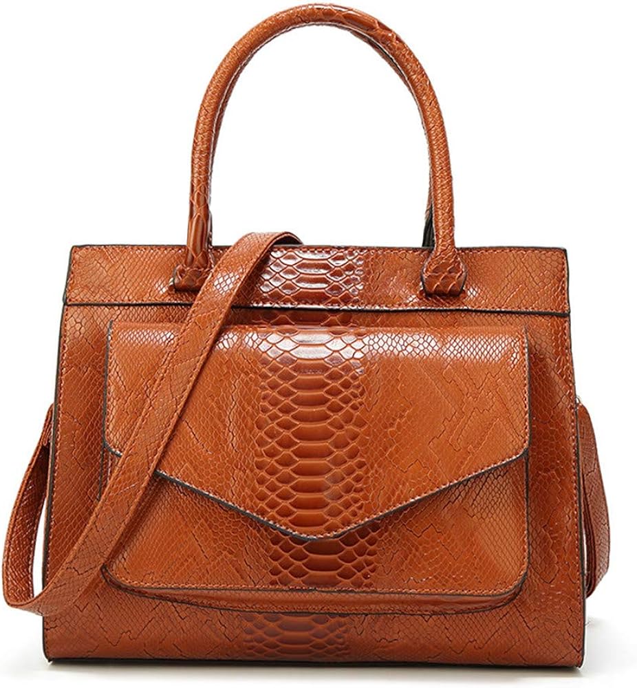 KEEPOP Women Handbag Large Capacity Stylish Snake PU Leather Shoulder Bag Simple All Match Crossbody Purse Satchel