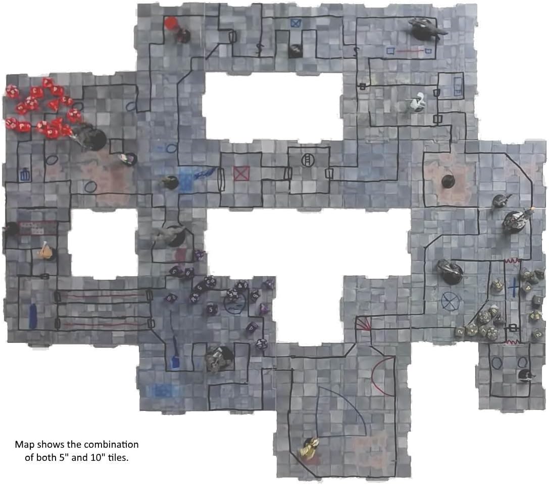 Dry Erase Dungeon Tiles Graystone Square Mixed Pack 16×5 5×10 BigaMart