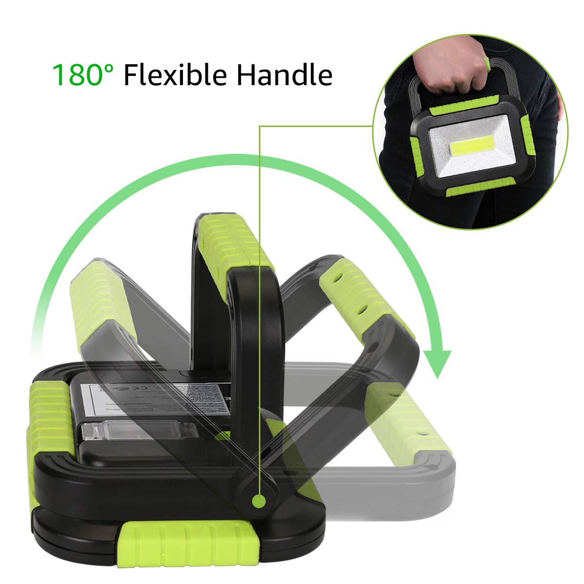 LE 10W Campinglampe, superhell 1000lm Wiederaufladbare Arbeitsleuchte mit 4400mAh Powerbank, Dimmbar Baustrahler mit 3 Lichtmodi, für Stromausfällen, Zelt, Camping, Notfall usw 4