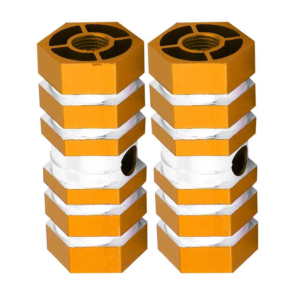 BMX Rear Pegs, Bicycle Axle Stunt Pegs for Scooters and Cycles Threaded Foot Pegs (Gold)