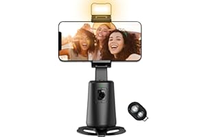 PTUI Auto Face Tracking Tripod - No App Required 360° Rotation Face Body Phone Tracking Holder with Remote Gesture Control Smart Shooting Camera Mount for Vlog TikTok 3000mAh Rechargeable Battery
