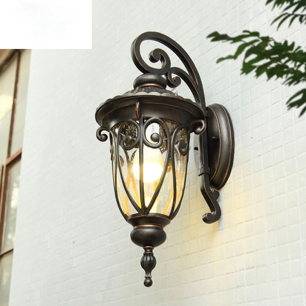 DZ European Outdoor Wall Lamp Retro Outdoor Lighting Waterproof Balcony Lamp Corridor Aisle Lights Door Garden Lights,Large,9W (W)