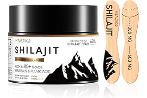HEALTIKO Shilajit Pure Himalayan Organic Shilajit Resin - 600mg Maximum Potency Gold Grade Shilajit Natural Authentic with 85+ Trace Minerals & Fulvic Acid for Energy & Immune Support, 30 Grams (1 Pack)