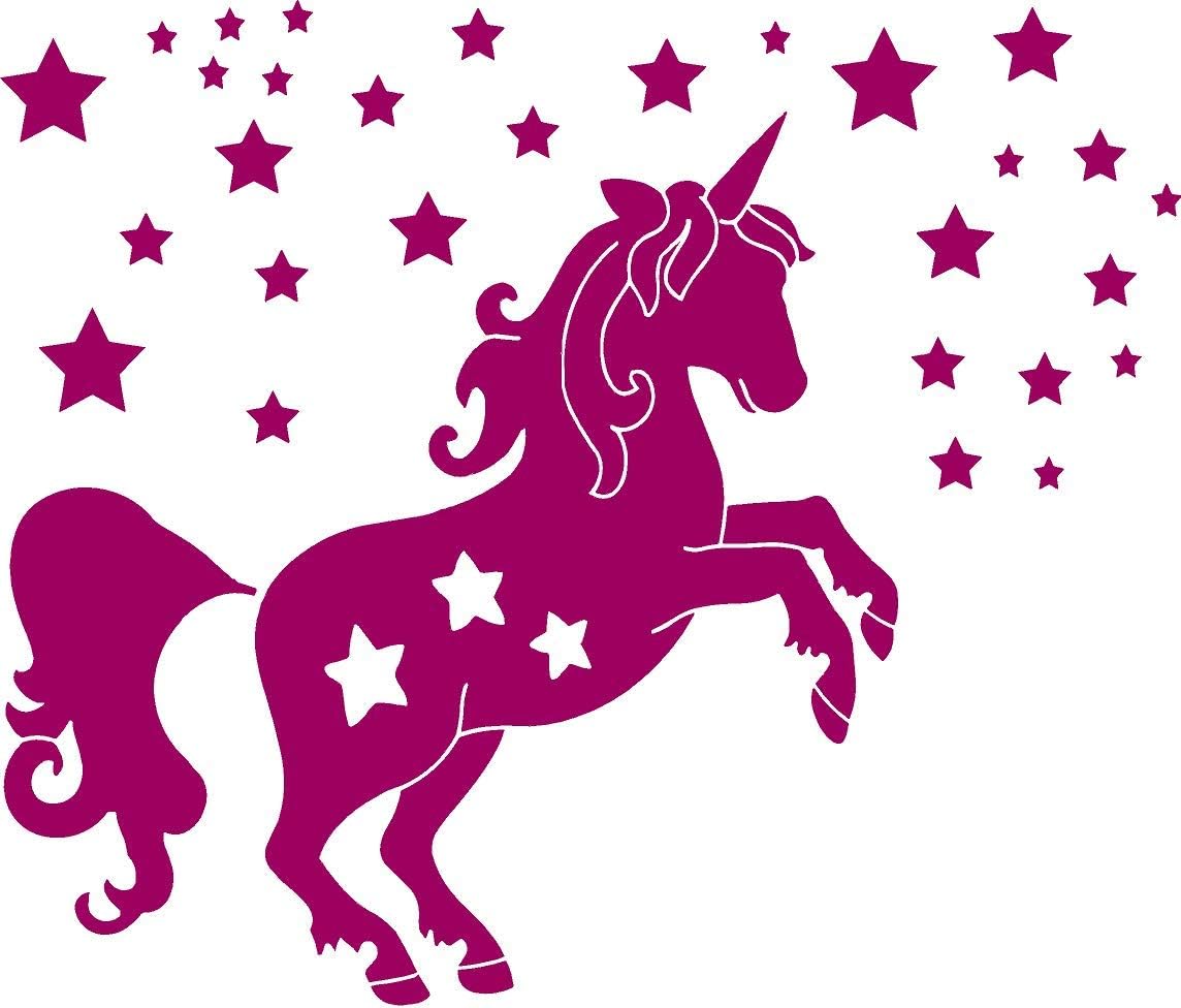 Wall Sticker Unicorn Made in Germany Size: 70?cm x 60?cm ? Nursery Baby Room Playroom Girl Baby Princess Stars Christening New Baby Gift Decal Sticker