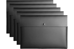 VANRA 5 Pieces A4 Envelopes Folders for Paperwork Plastic Wallets Document Organizer with Snap Button Closure A4 Letter Size (Black)
