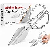 Multifunctional Heavy Duty Kitchen Shears,Kitchen Shears for Cutting Chicken,Kitchen Scissors for Food, Japanese High-Carbon Steel Culinary Poultry Shears, for Chicken,Meat,Fish,Bone Cutting(Silver)