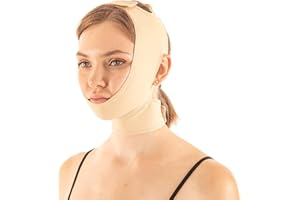 IKIDO Chin Compression Garment, Chin Strap Band Face Lift, Chin Lift Band, Neck Cover Face Compression (M, Beige)