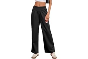 Anbech Women's Wide Leg Baggy Casual Sweatpants with Pockets Tummy Control Casual Lounge Joggers Soft Winter 2025 Pants