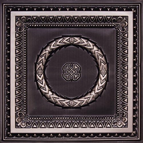 D210 24" x 24" Antique Silver PVC Tin Look Drop In Ceiling Tiles