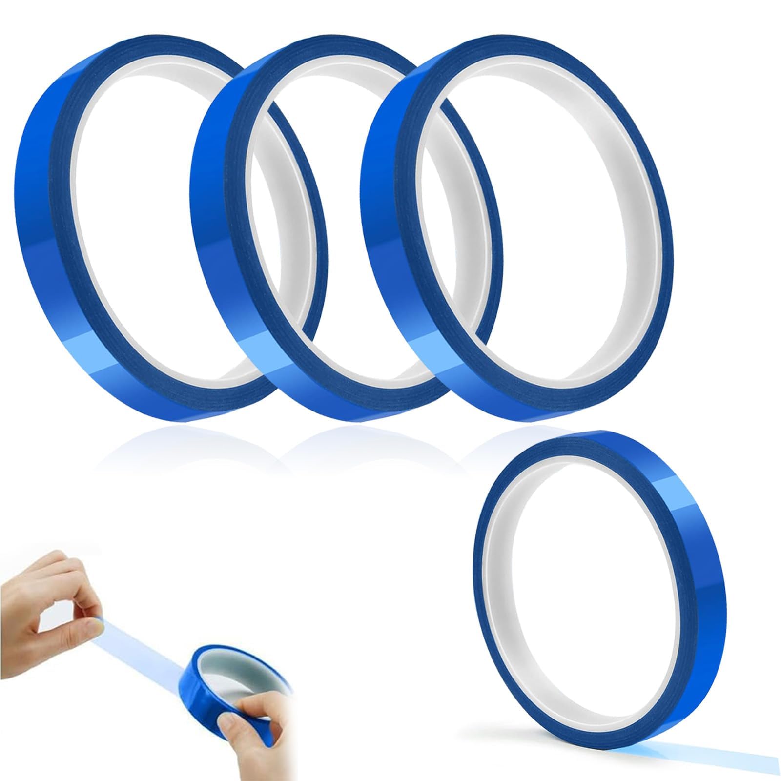 YALIYU Heat Resistant Tape - 4 Rolls of 10mm x 33m Blue Heat Tape, High Temperature, Heat Proof for Electric Tasks, 3D Printers, Soldering, Painting & Packing