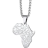 Richsteel African Map Necklace for Men Women Stainless Steel