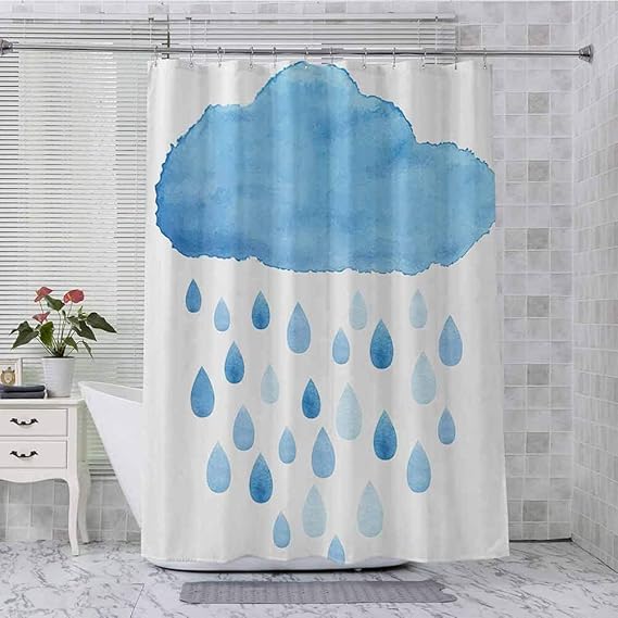 Aishare Store - Cortinas de ducha para baño, ilustración de gotas de
