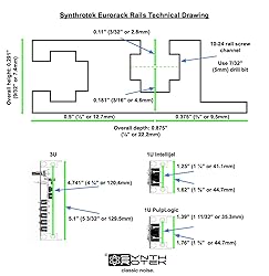 Synthrotek Eurorack Rails - 84HP, 50 x 3mm Slide