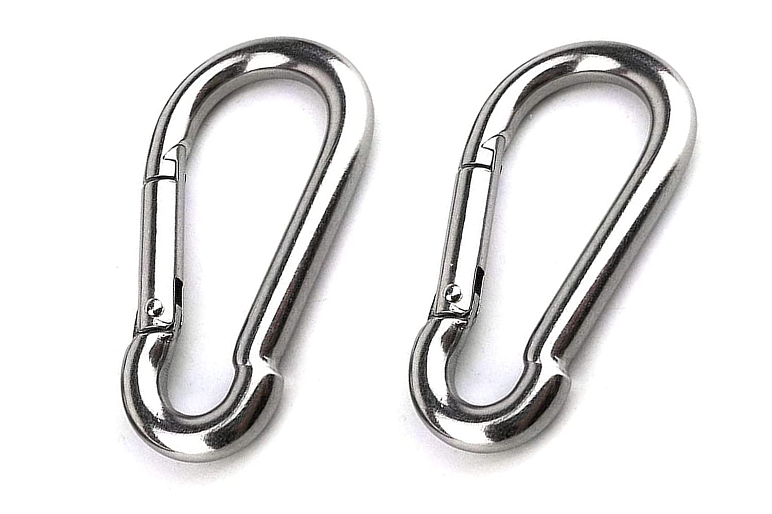 Juliyeh 2 PCS M8 Spring Snap Hook, 304 Stainless Steel Heavy Duty Carabiner Clip, Quick Link Lock (1.57×3.15in), for Camping, Hiking, Fishing, Keychain.