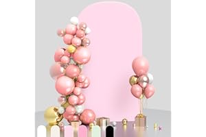 AZLTC Fitted Wedding Arch Cover 7.2FT Pink Spandex Fabric Suitable for Wedding Arch Backdrop Stand, Birthday, Party, Baby Shower Banquet Arch Decoration (Pink, 7.2FT*4FT)