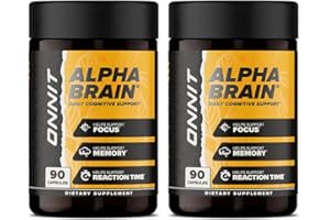 ONNIT Alpha Brain Premium Nootropic Brain Supplement for Men & Women - Caffeine-Free Focus Capsules for Concentration, Brain Booster & Memory Support 90 Count (Pack of 2)