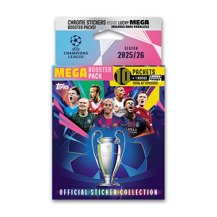 Champions League Stickers 25/26 - Mega Booster Pack (Contains 67 Stickers).