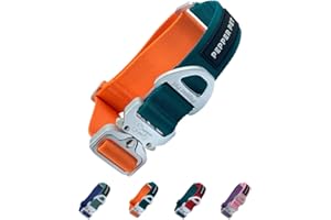PEPPER PET Heavy Duty Tactical Dog Collar,Metal Buckle Quick Release Collar for Large Dogs,1700 LB Strength Tested,Dual Color Nylon Collar for Walking,Training & Hunting