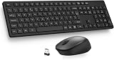 LeadsaiL Wireless Keyboard and Mouse 2.4GHz UK Full Size 12 Shortcuts Black