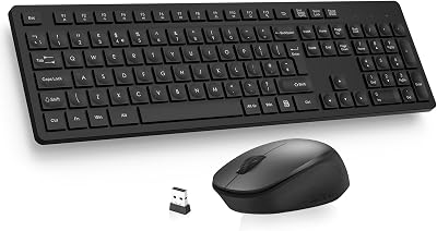 LeadsaiL Wireless Keyboard and Mouse 2.4GHz UK Full Size 12 Shortcuts Black