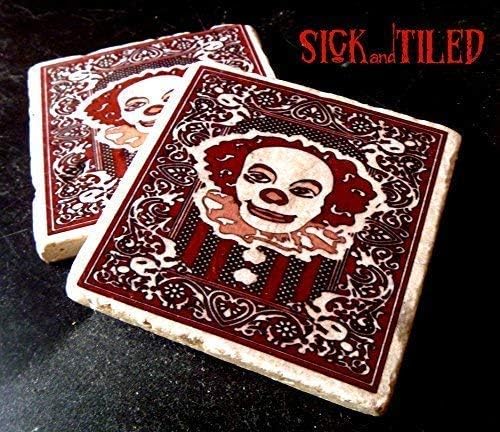 Drinktime With Pennywise Tumbled Marble Coaster Single, Set of 2 or Set of 4 Stephen Kings IT