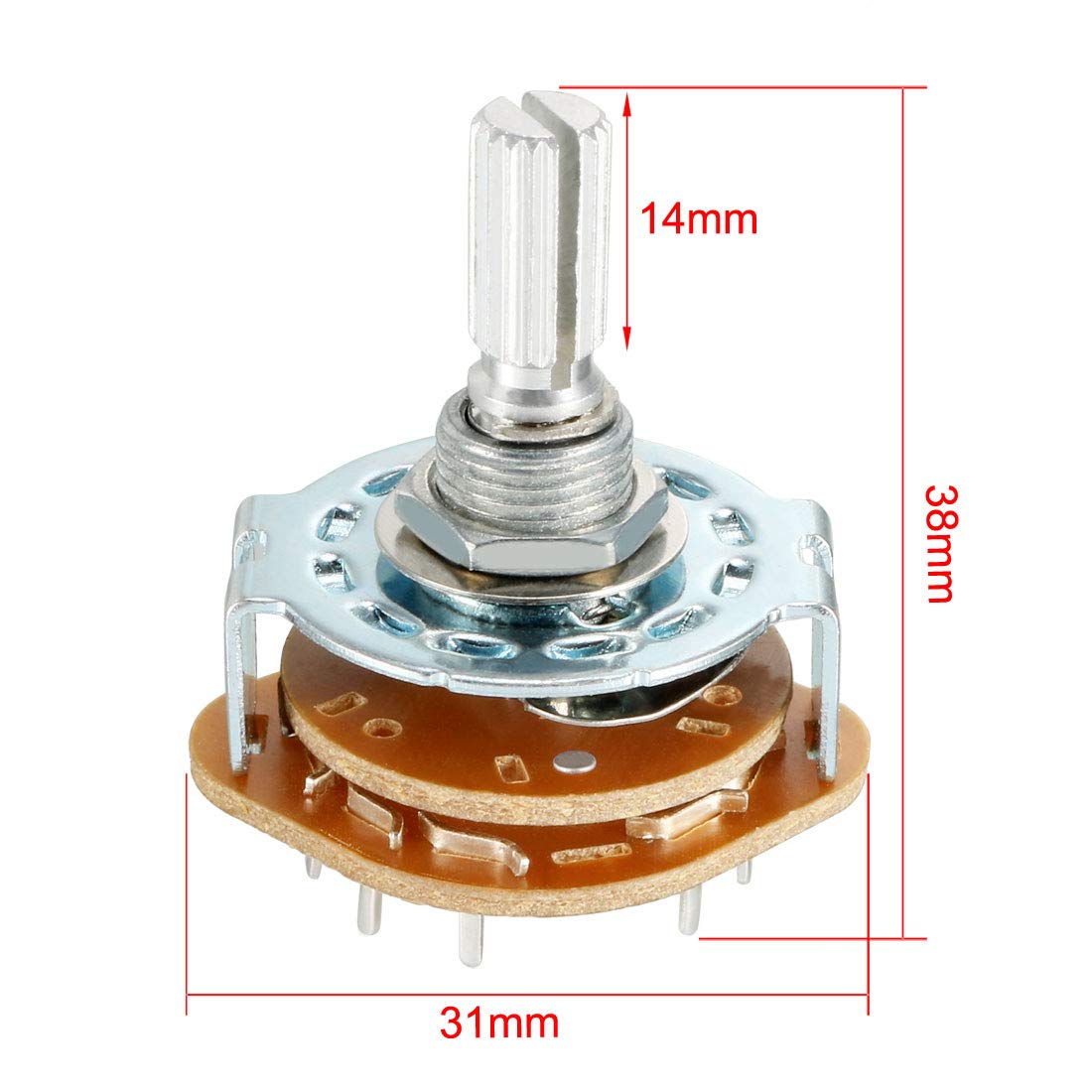 sourcing map 6mm 2P5T 2 Pole 5 Position Selectable Single Deck Band Channel Rotary Switch Selector with plastic knob - Image 3