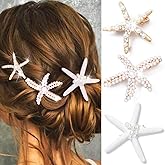 CAKURE Starfish Hair Clip Pearl Mermaid Hair Clips Seashell Hair Accessories for Women and Girls (Pack of 3)