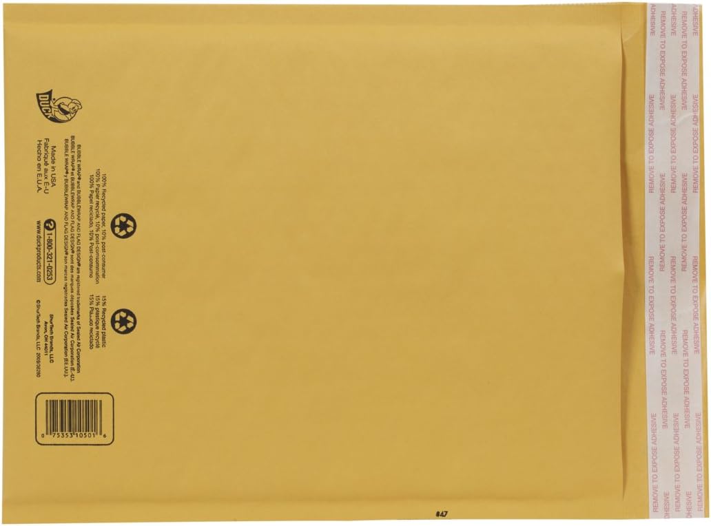 Duck Brand Kraft Bubble Mailers, 2-8.5 x 11 Inches, 5-Pack (284692) : Padded Envelopes : Office Products