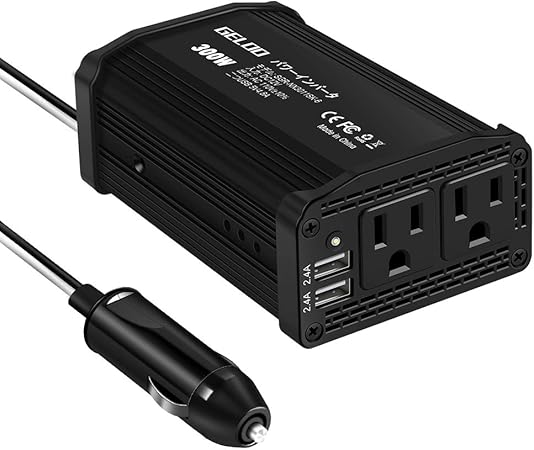 Amazon Geloo 300w 車 インバーター カーインバーター Dc12v Ac100v 変圧器 コンバーター 車載急速充電器 Usbポート2口 車中泊 便利グッズ コンパクト インバーター コンバーター 車 バイク