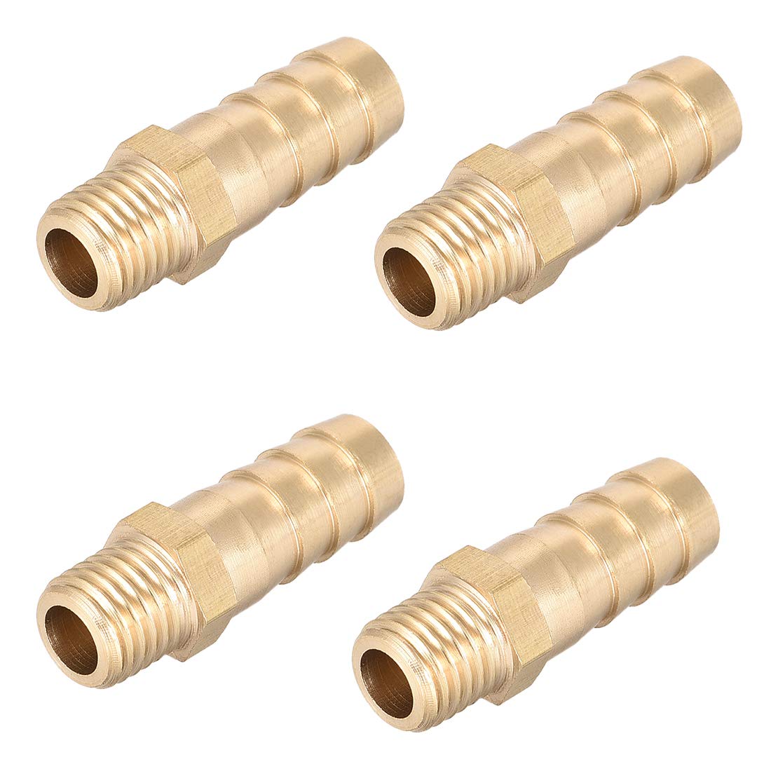 sourcing map Brass Fitting Connector Metric M10-1.25 Male to Barb Fit Hose ID 10mm 4pcs
