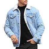 TENGINE Men's Sherpa Lined Trucker Jacket Winter Fleece Lined Denim Coats Slim fit Casual