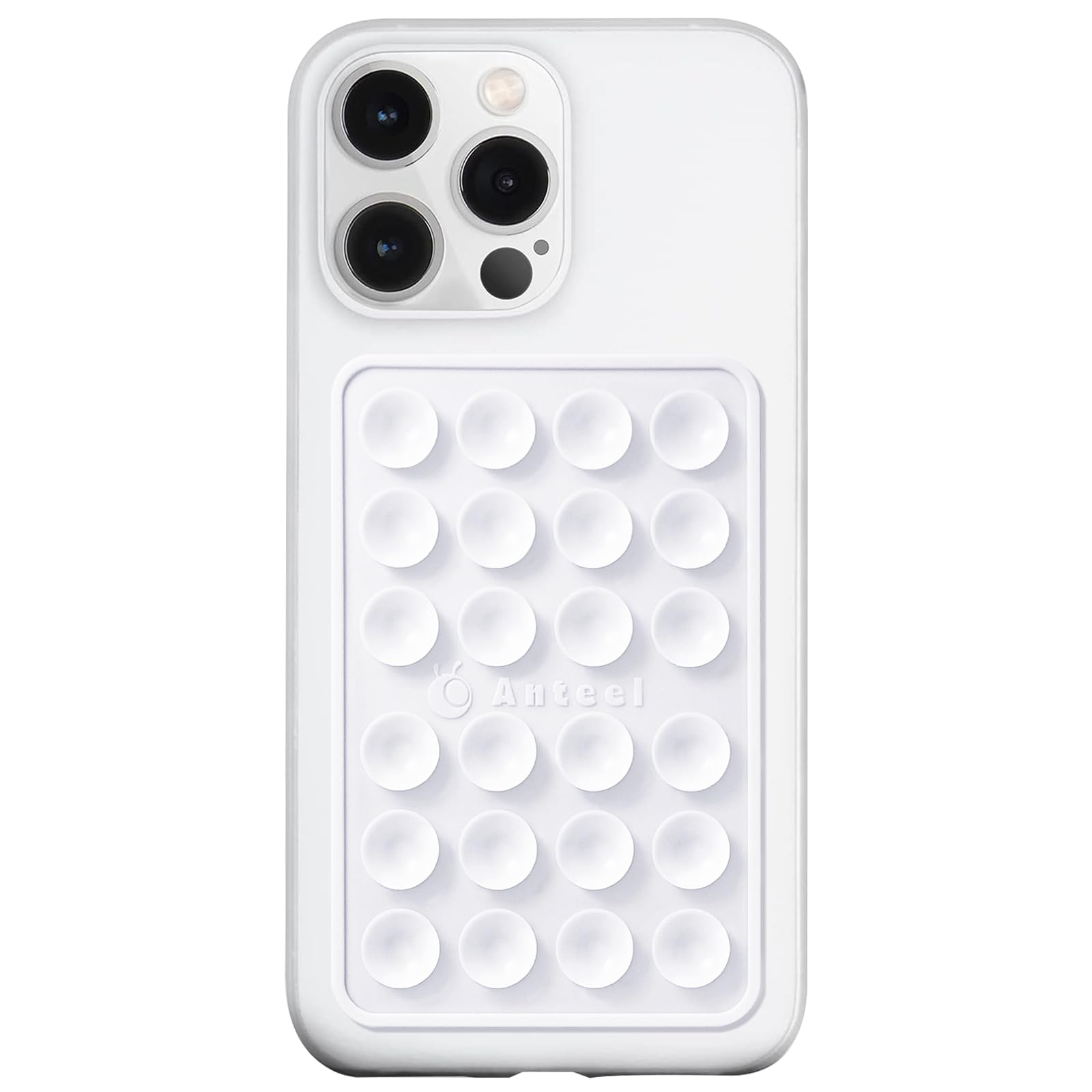 Photo 1 of Anteel MAX Silicone Suction Phone Case Adhesive Mount, Upgraded Super Strong Grip, Durable, Easy to Use, Hands-Free Sticky Phone Holder for Selfies, Tiktok Videos, 2.56"x3.94" (White)