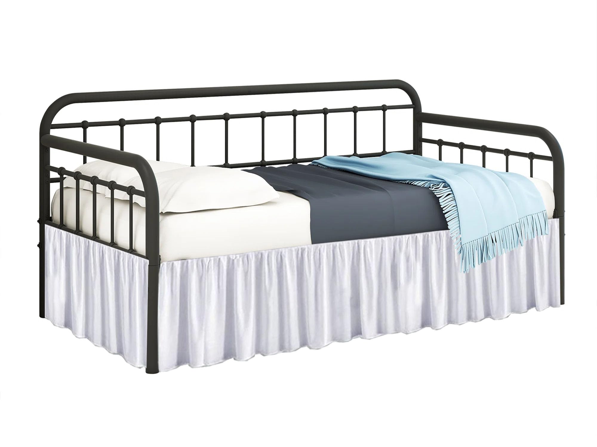 Ruffled Daybed Skirt with Split Corners Twin Size - 12 Inch Tailored ...