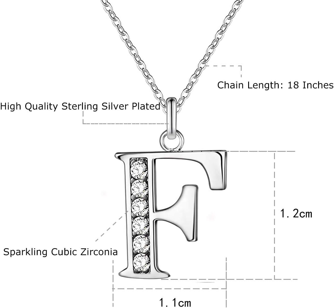 M JewelBeauty Cubic Zirconia Small 26 Letters Alphabet Personalized Charm Pendant Necklace for Men /& Women Silver Tone