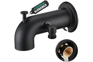 YASINU Long Tub Spout with Diverter Matte Black, Bathtub Faucet with Shower Water Diverter for Hand Shower Fits Threaded 1/2" or 3/4" IPS