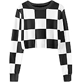 Girls Fall Winter Crop Tops 2026 Sweater Teen Fashion School Cute Long Sleeve Colorblock Kids Knit Sweaters Pullover