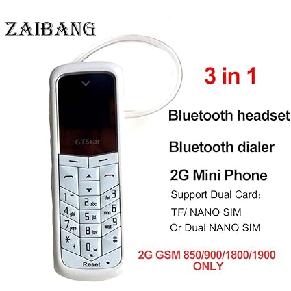 GTStar BM50 Kleinstes Handy der Welt, simlockfrei, Bluetooth, bluetooth Dialer , bluetooth earphone 3 in 1 , FM-Radio, Micro-