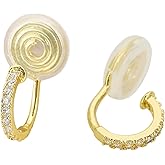 Clip On Hoop Earrings for Women Non Pierced Cubic Zirconia Huggie Hoops 14K Gold Plated CZ Clip On Earrings Adjustable No Piercing Fake Earrings