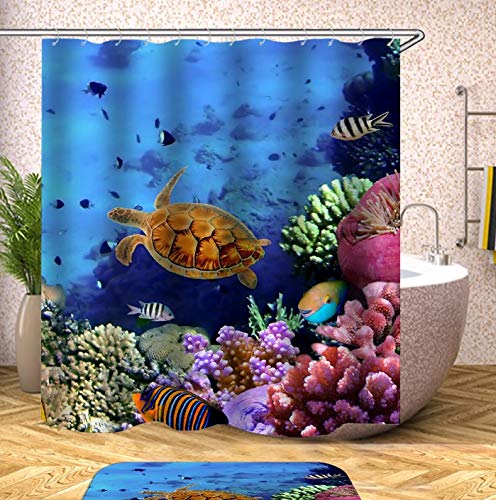 True Holiday Shower Curtain Fabric Polyester Waterproof Mildew Resistant Antibacterial Shower Curtain Liner with 12 Curtain Hooks 180cm*180cm