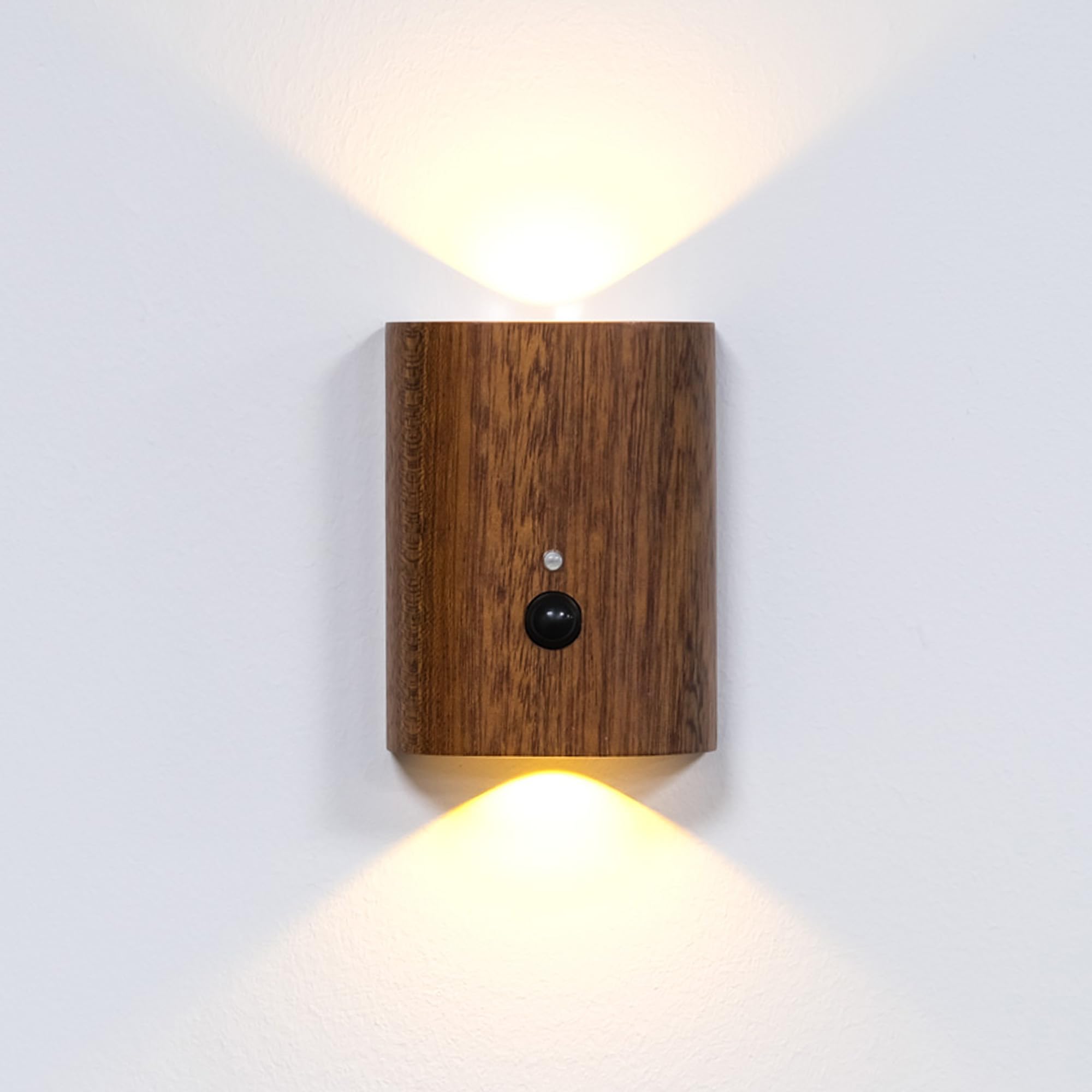 MagLight Magnetic Wall Sconce Sensor Light, Wooden Wireless USB Rechargeable Night Light for Bedroom, Office, Study, Living Room, Hallway - Sapele Wood