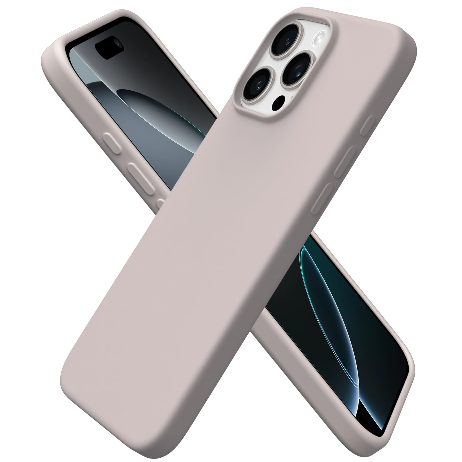 Photo 1 of ORNARTO Compatible with iPhone 16 Pro Max Case 6.9", Slim Liquid Silicone 3 Layers Soft Gel Rubber Shockproof Protective Case with Anti-Scratch Microfiber Lining-Stone Gray