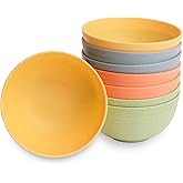Nook Theory 8-Pack Reusable Wheat Straw Bowls - 26 oz Non Toxic Kids Bowls, Microwave Safe & Dishwasher Safe Cereal and Snack, Unbreakable Dinnerware (Meadow)