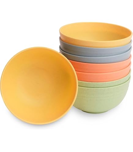 HEYCOME 12 Pcs Unbreakable Cereal Bowls Set, 26 Oz Wheat Straw Bowls Set, Microwave & Dishwasher Safe Rice Bowls For Kitchen, Reusable Plastic Bowls For Soup, Salad And Snack, BPA