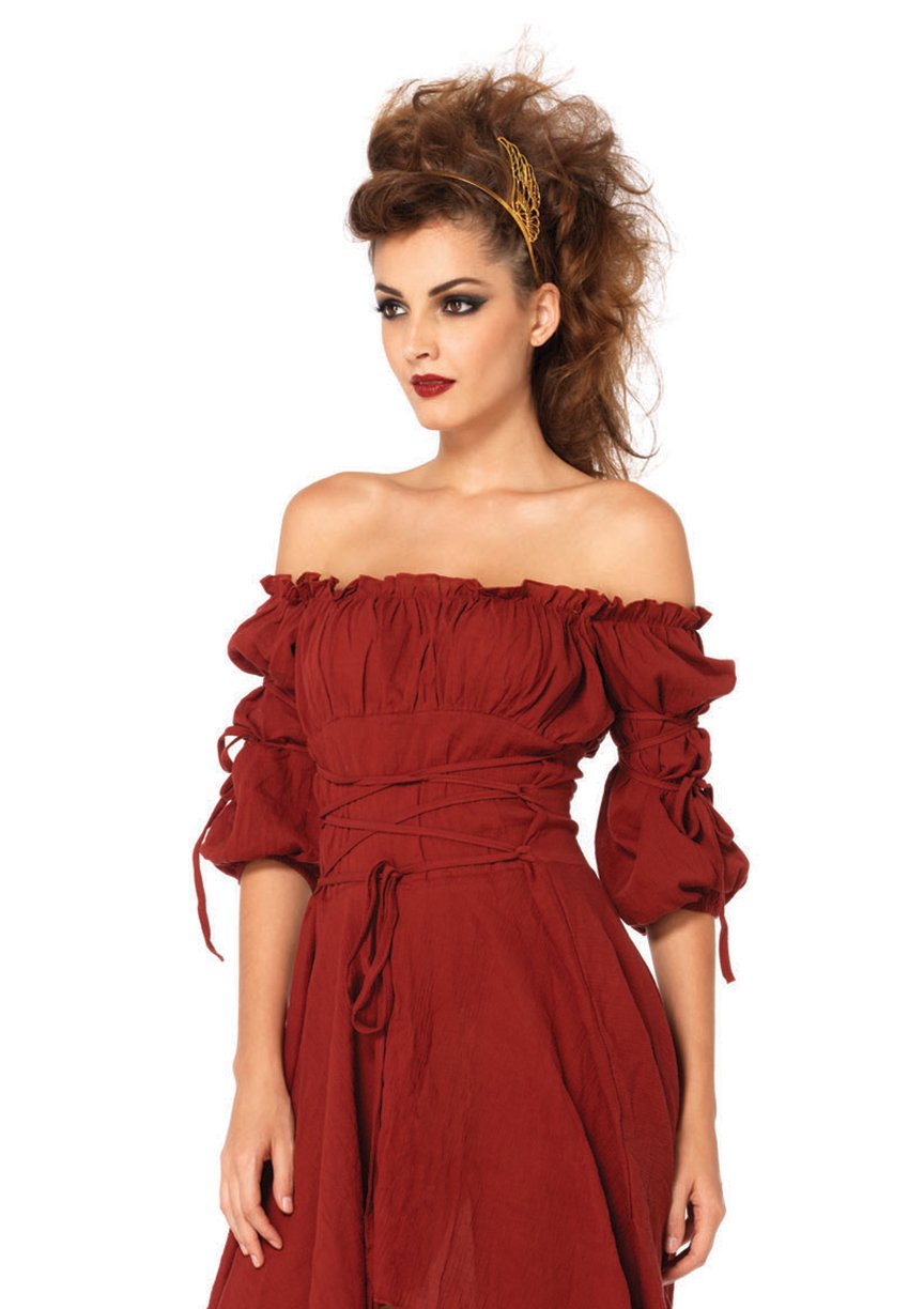 Leg Avenue Gauze High Peasant Dress Costume (M/L, Burgundy)