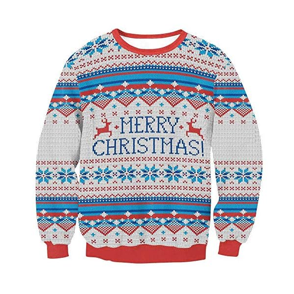 Arvilhill Christmas Mens Crew Neck Party 3D Printed Sweatshirt Funny Long Sleeve Ugly Shirts Christmas Pattern 2XL - Image 3