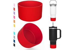 Airboat Upgrade 2PCS Protective Silicone Boot Bumper for Stanley Quencher Adventure 40oz 30oz IceFlow 20oz 30oz Tumbler, Water Bottle Bottom Sleeve Cover Accessories for Stanley Mug Cup(Red)